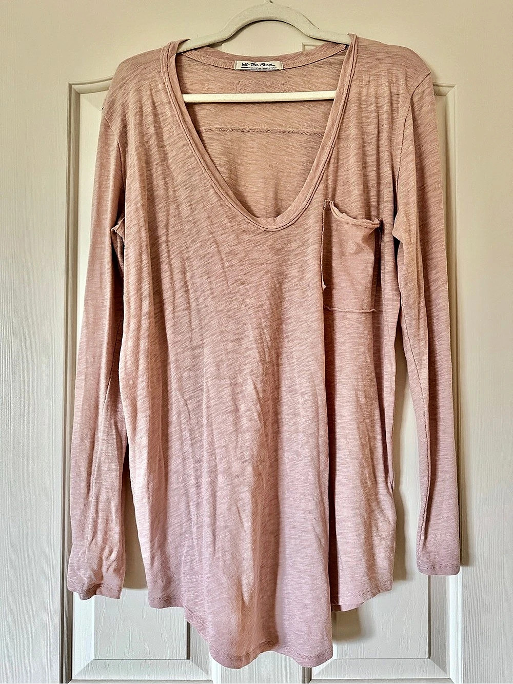 We the Free, Long Sleeve Pocket Top in Pink Like New Medium
